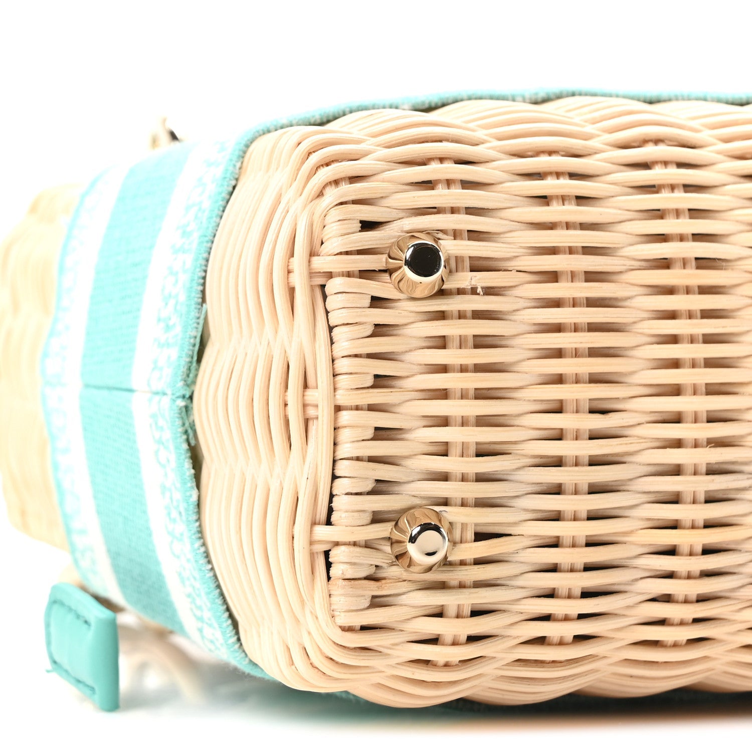 Wicker Oblique Mini Lady Dior Bag Aquamarina