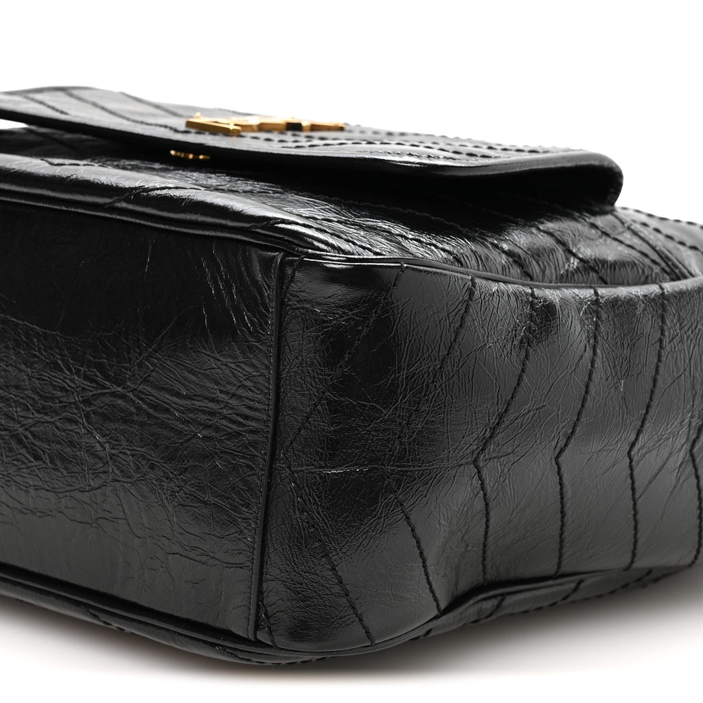 Crinkled Calfskin Matelasse Monogram Niki Multipocket Shopping Tote Black
