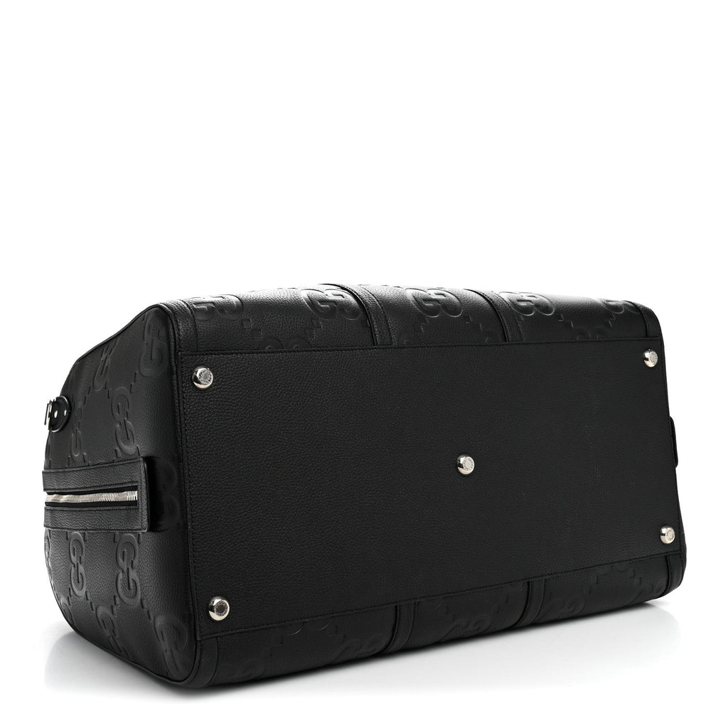Piuma Calfskin Jumbo GG Embossed Large Duffle Bag Black