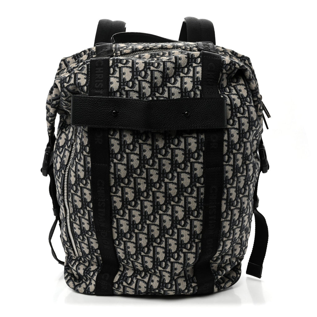 Oblique Calfskin Safari Backpack Navy Blue
