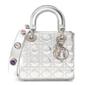 Metallic Grained Calfskin Cannage Small My ABCDior Lady Dior Silver