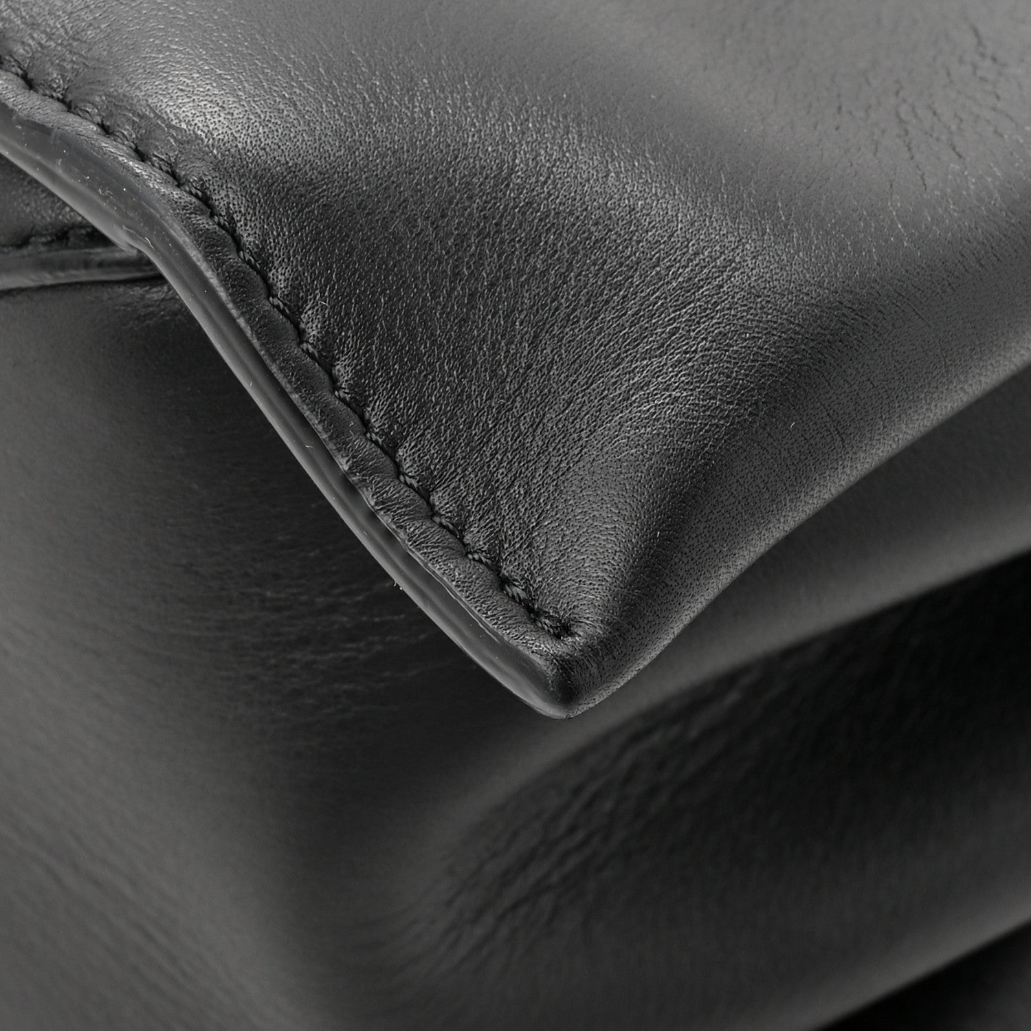 Supple Natural Calfskin Medium Tri-Fold Bag Black