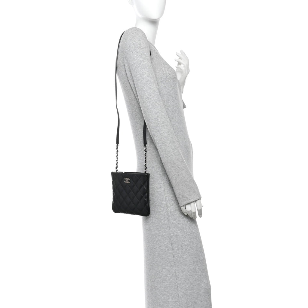 Lambskin Quilted Crossbody Bag Black