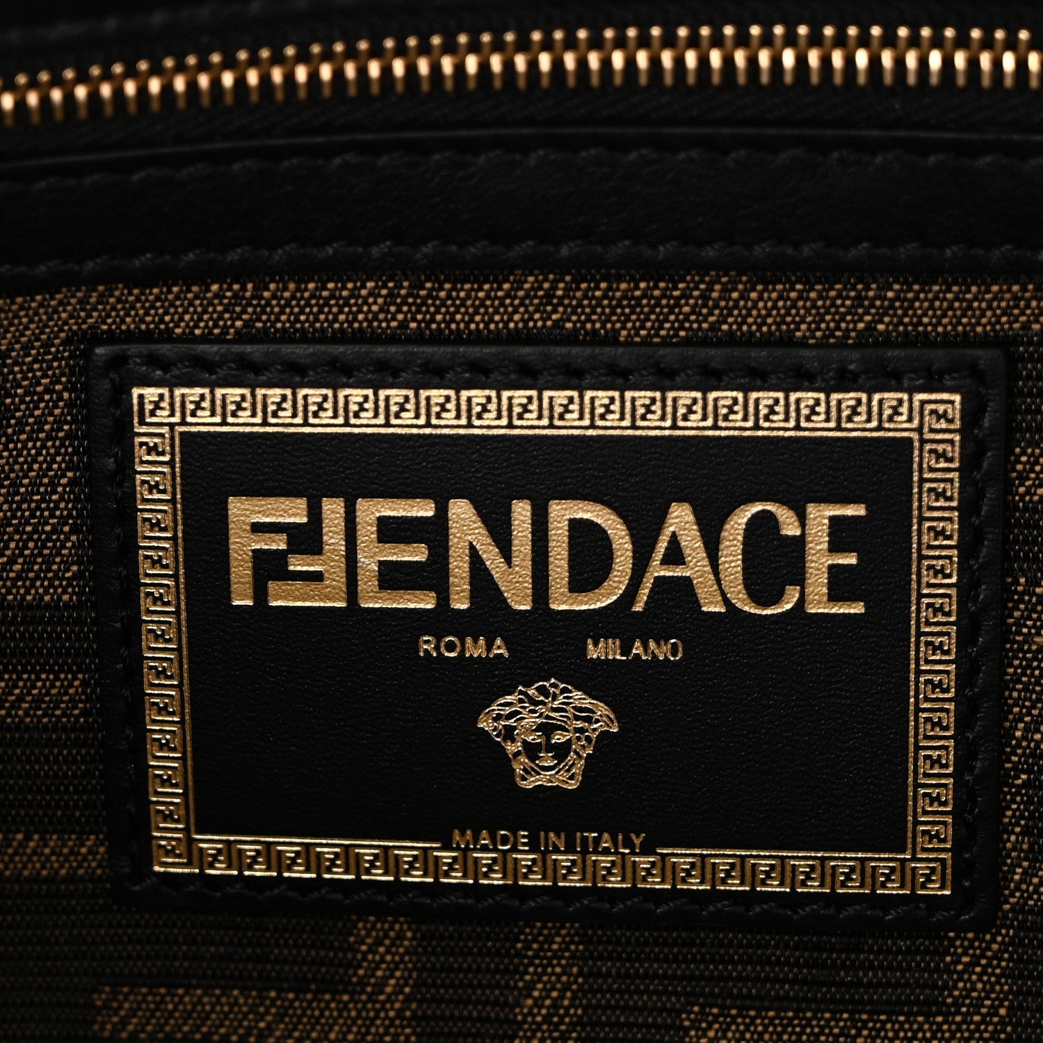 X VERSACE Denim Fendace Patchwork Baguette Blue