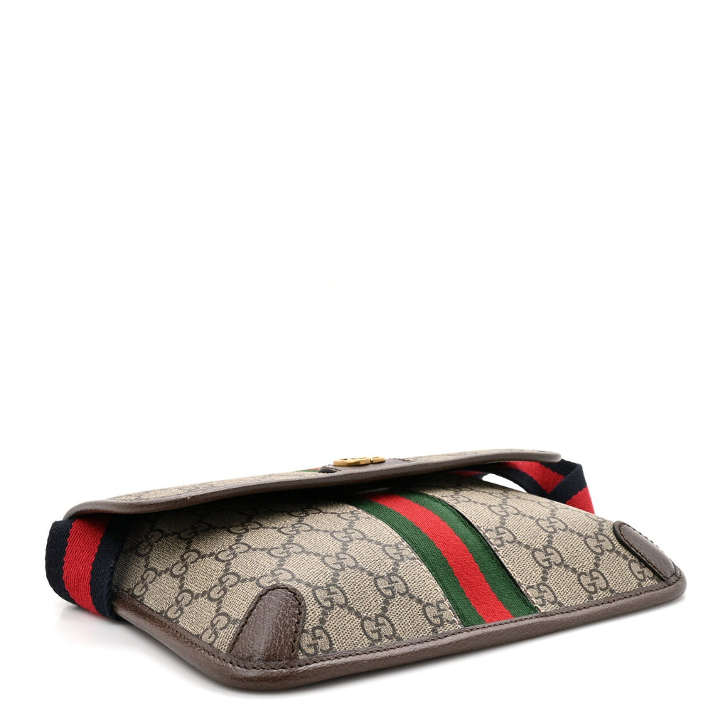 GG Supreme Monogram Web Small Ophidia Belt Bag Brown