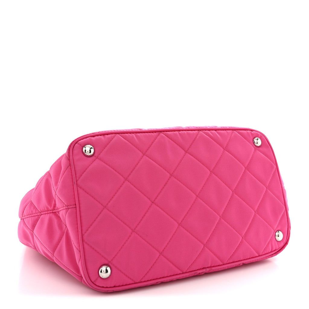 Tessuto Nylon Quilted Shopping Tote Fuxia