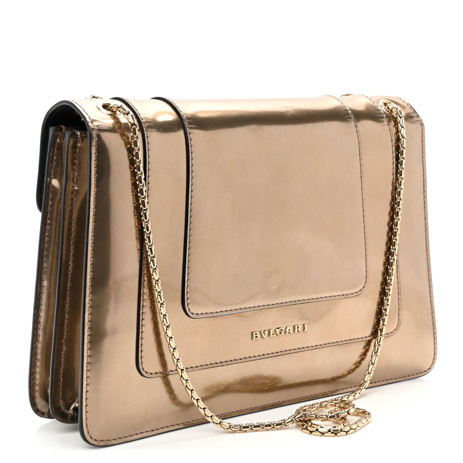 Metallic Calfskin Serpenti Forever Crossbody Bag Bronze