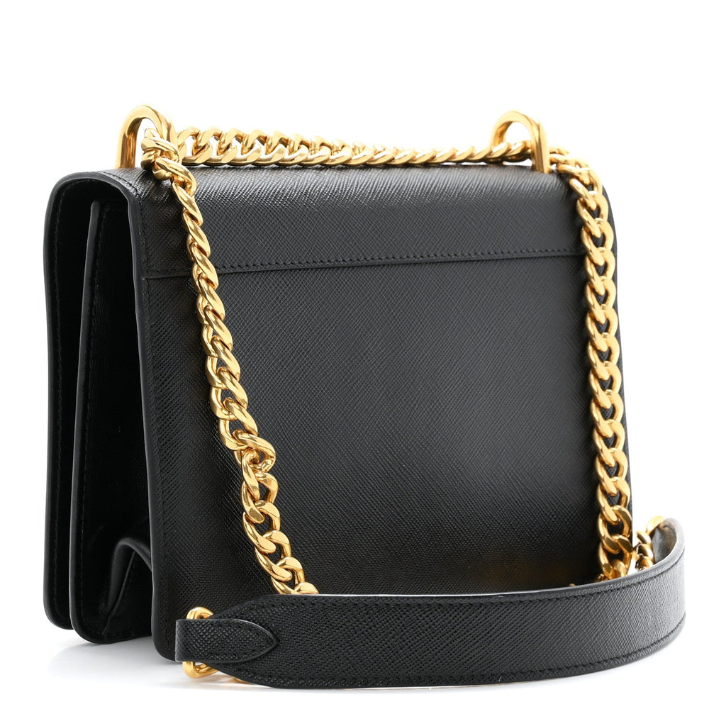 Saffiano Chain Shoulder Bag Black