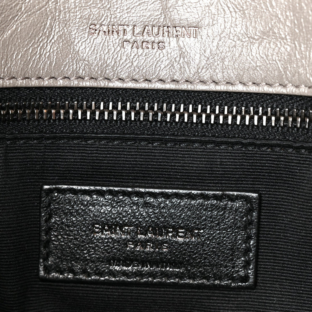 Crinkled Calfskin Matelasse Monogram Medium Niki Chain Satchel Fog