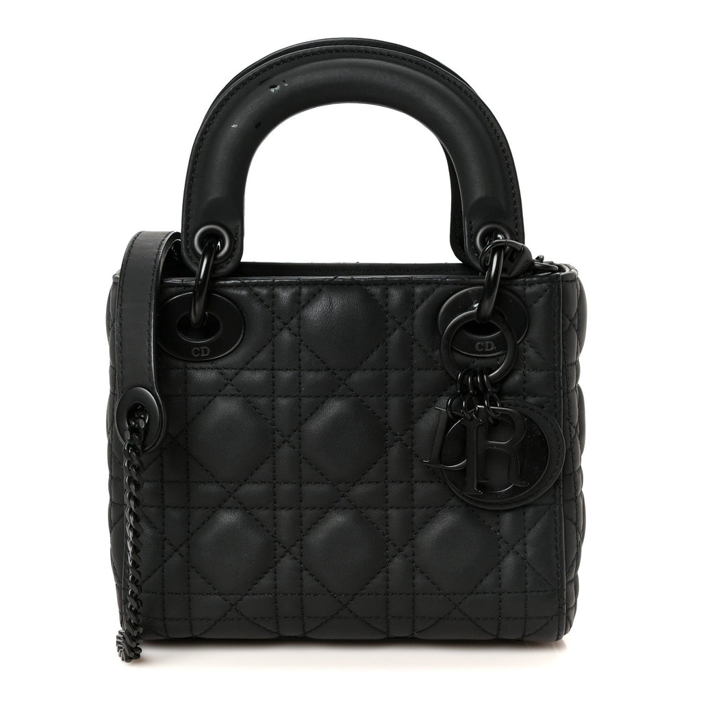 Ultra Matte Calfskin Cannage Mini Lady Dior Black