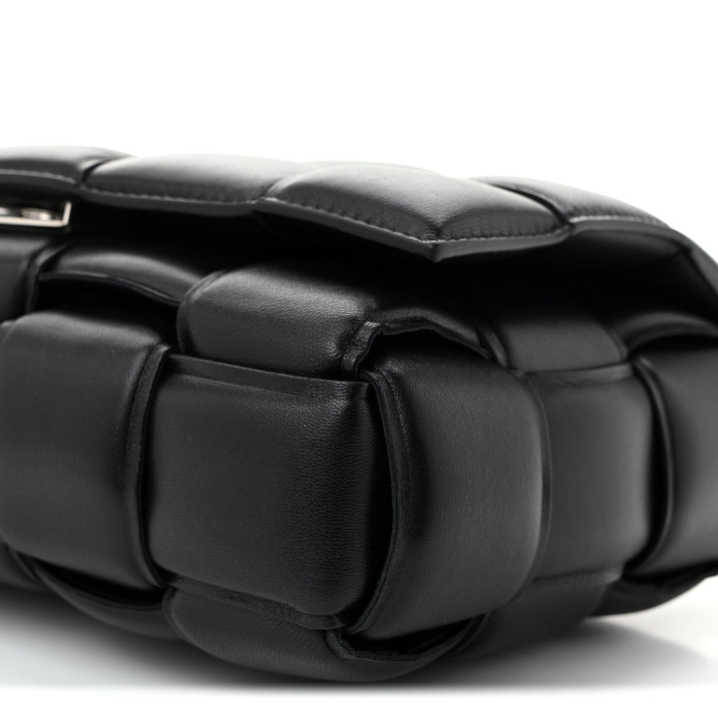 Lambskin Maxi Intreccio Padded Chain Cassette Crossbody Bag Black