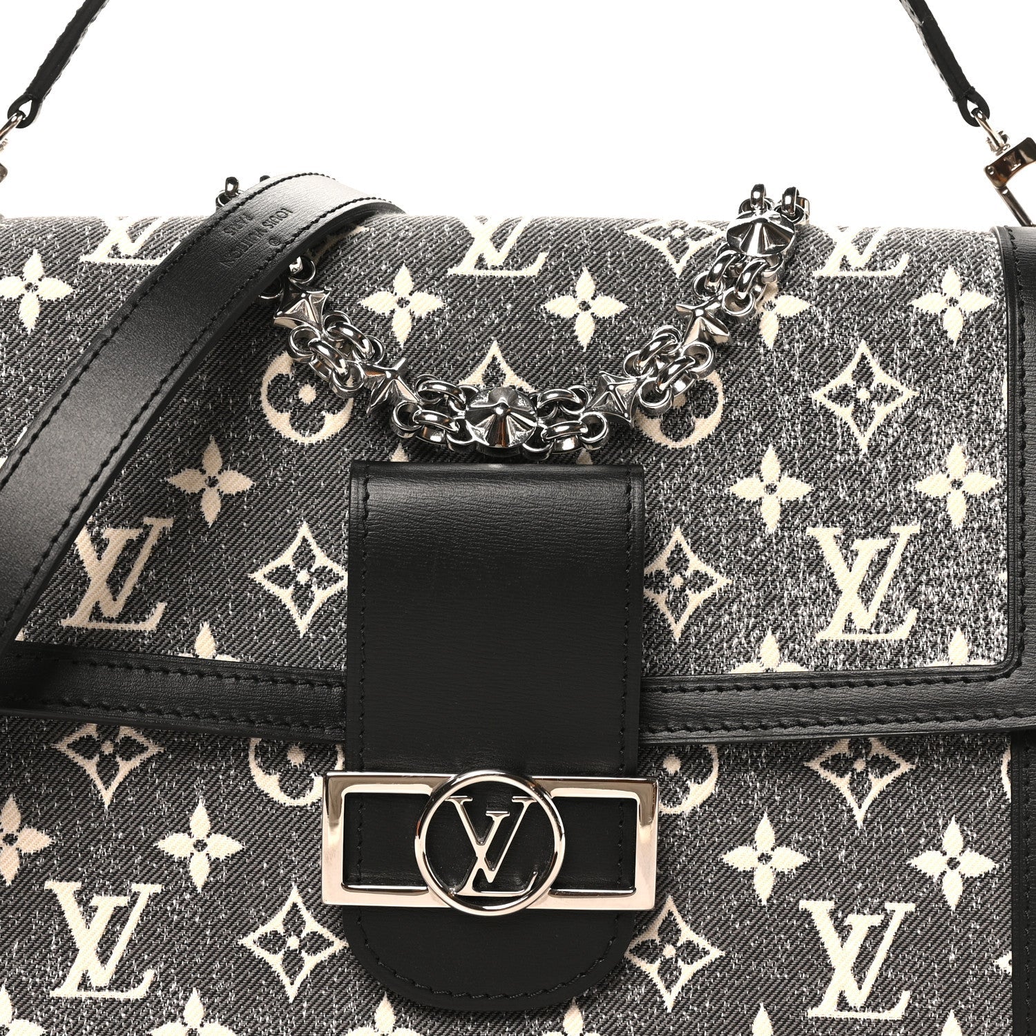 Denim Monogram Jacquard Dauphine MM Black