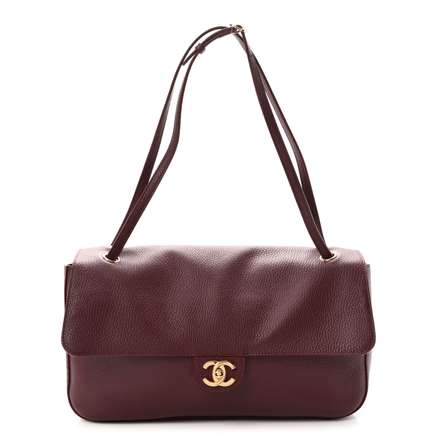 Grained Calfskin Small Souplissimo Maxi Flap Burgundy