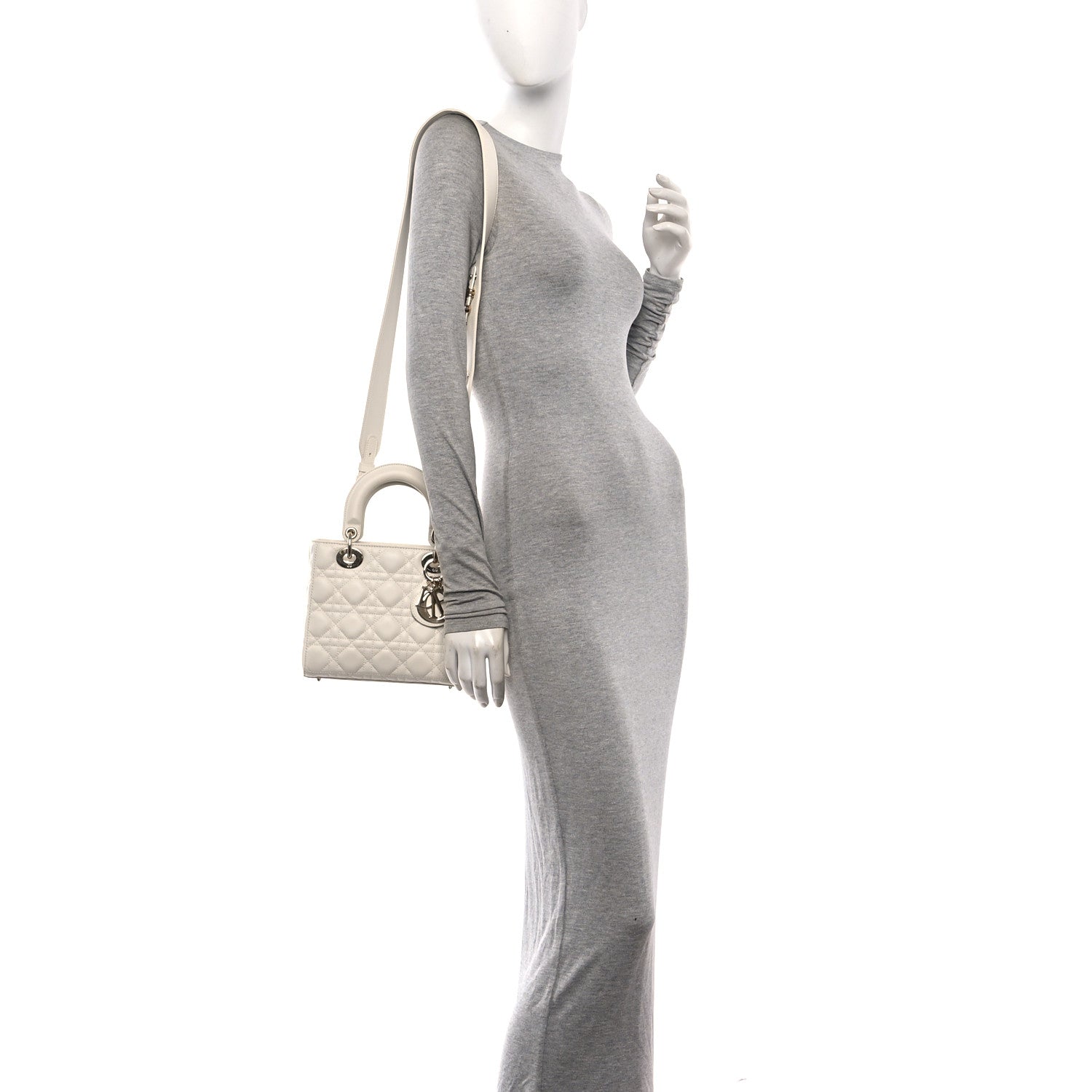 Lambskin Cannage Small My ABCDior Lady Dior White