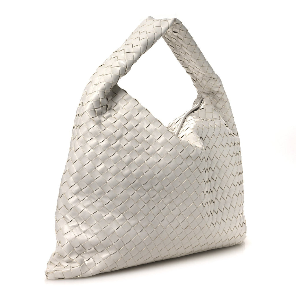 Calfskin Intrecciato Large Hop Sterling White