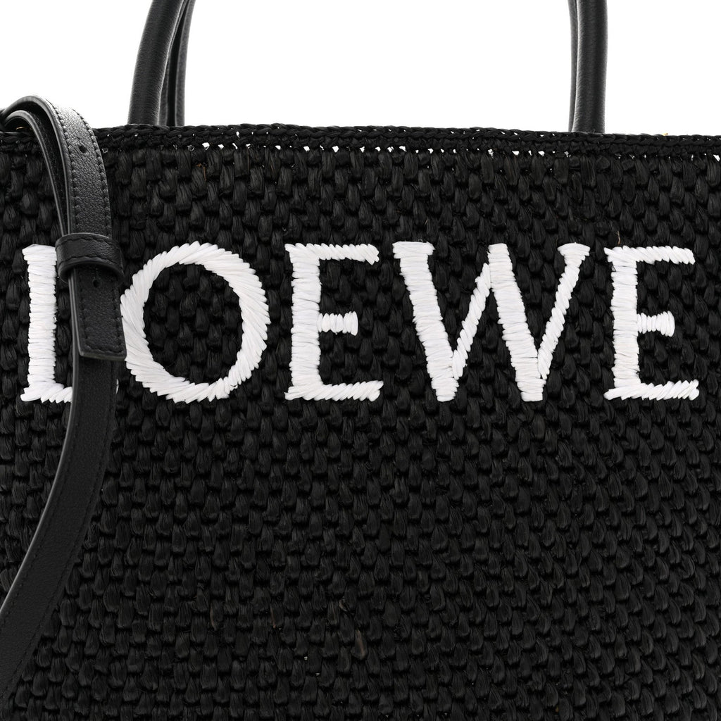 Raffia Calfskin Standard A4 Tote Bag Black
