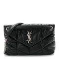 Lambskin Quilted Small Loulou Puffer Monogram Chain Satchel Black