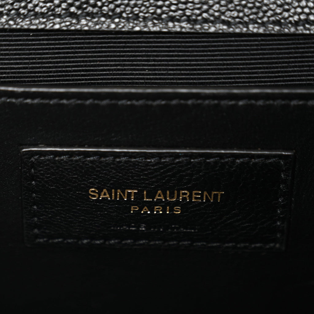 Grain De Poudre Textured Mixed Matelasse Triquilt Medium Monogram Satchel Black Black