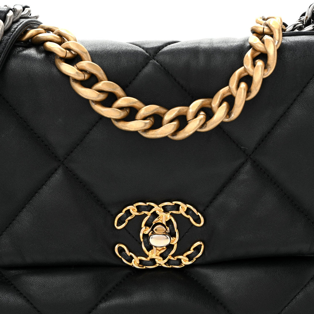 Lambskin Quilted Medium Chanel 19 Flap Black