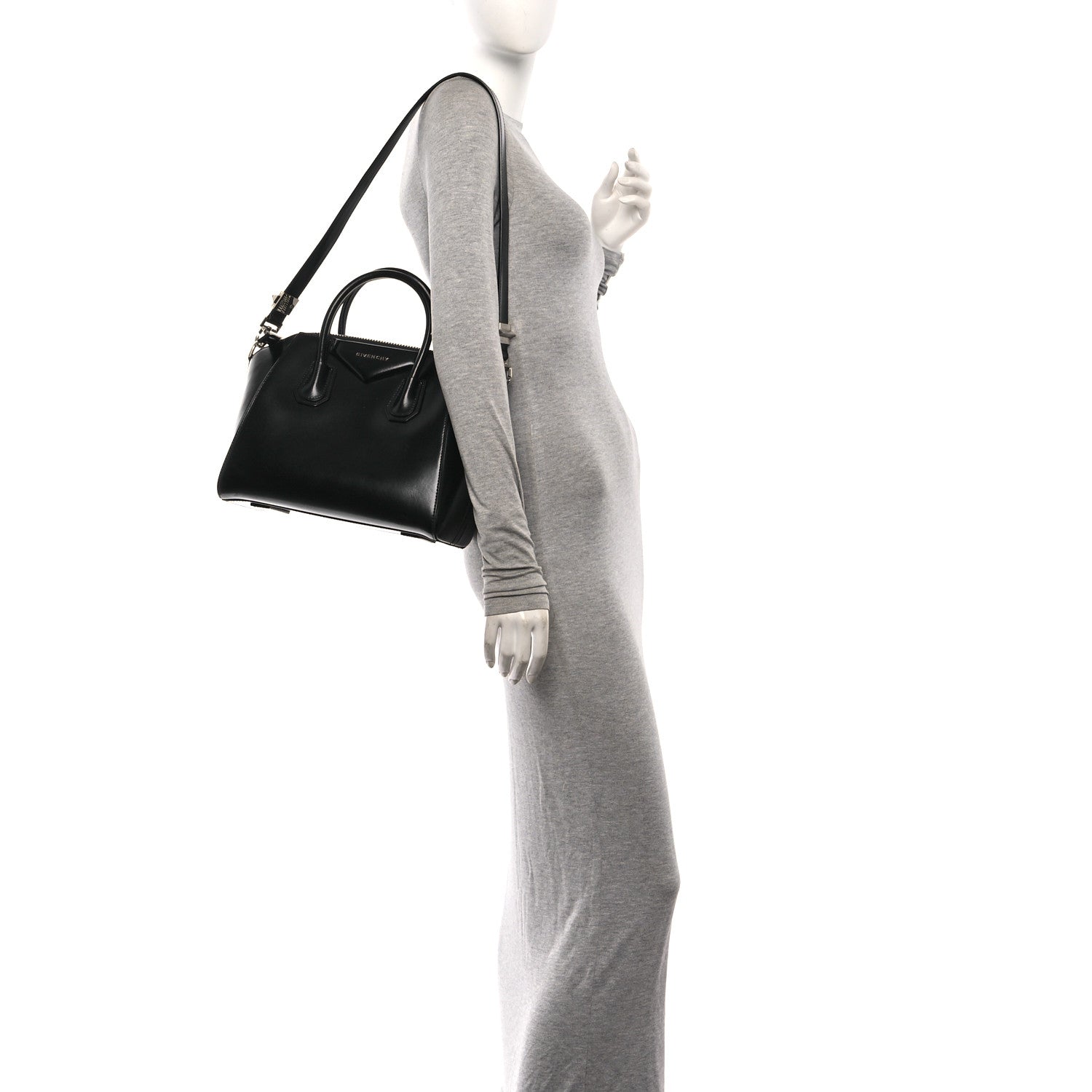 Shiny Lord Calfskin Small Antigona Black