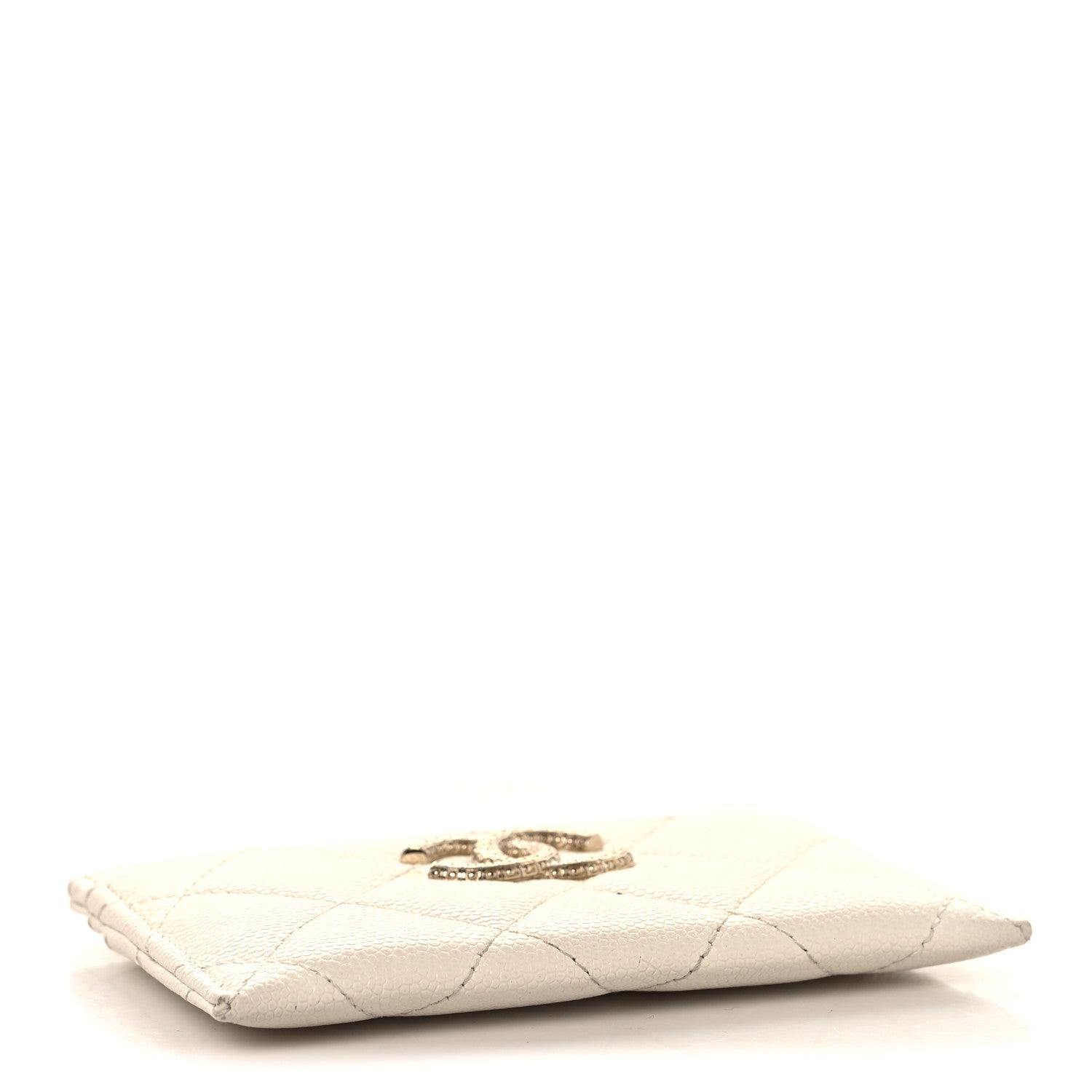 Caviar Quilted CC Logo Card Holder White