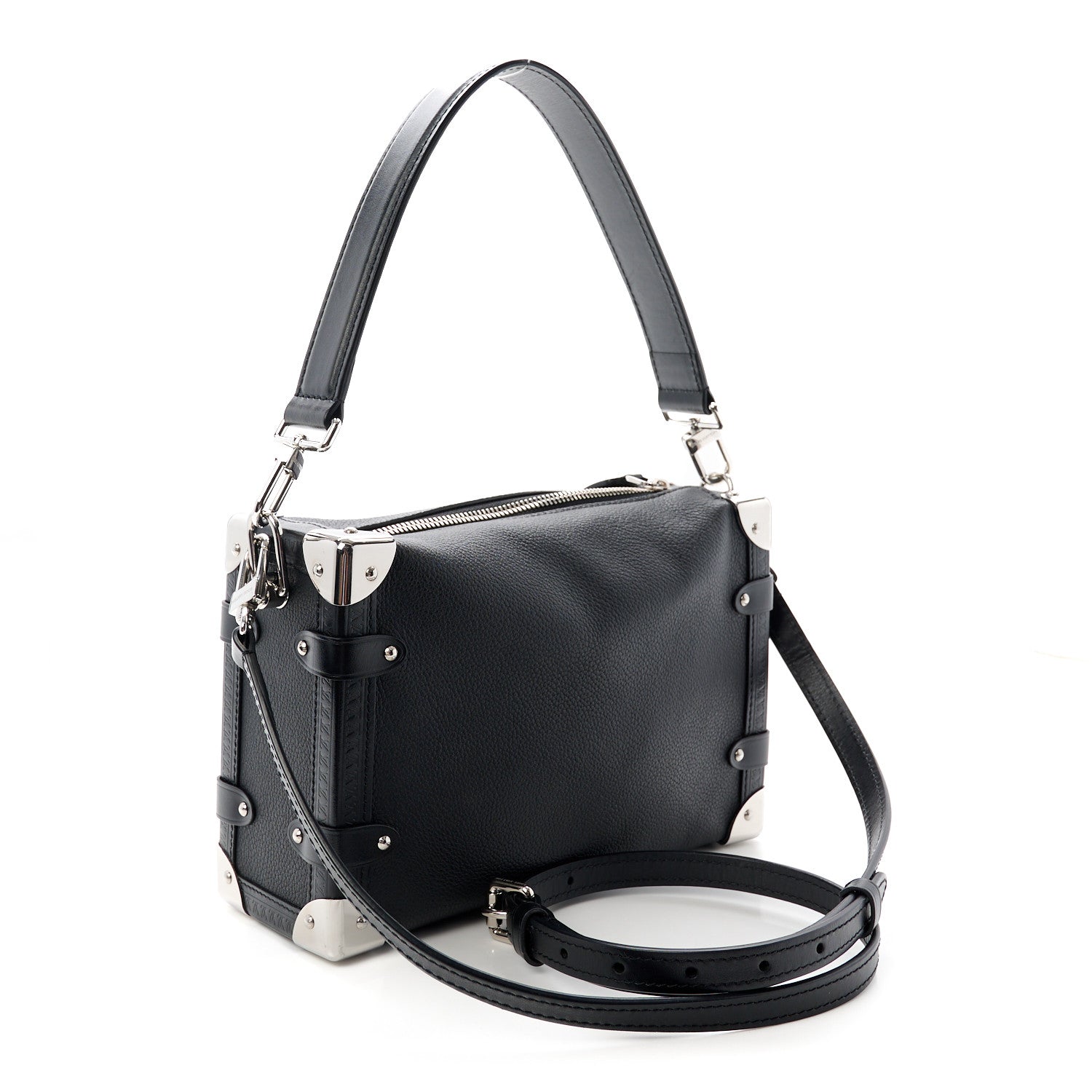 Grained Calfskin Side Trunk MM Black