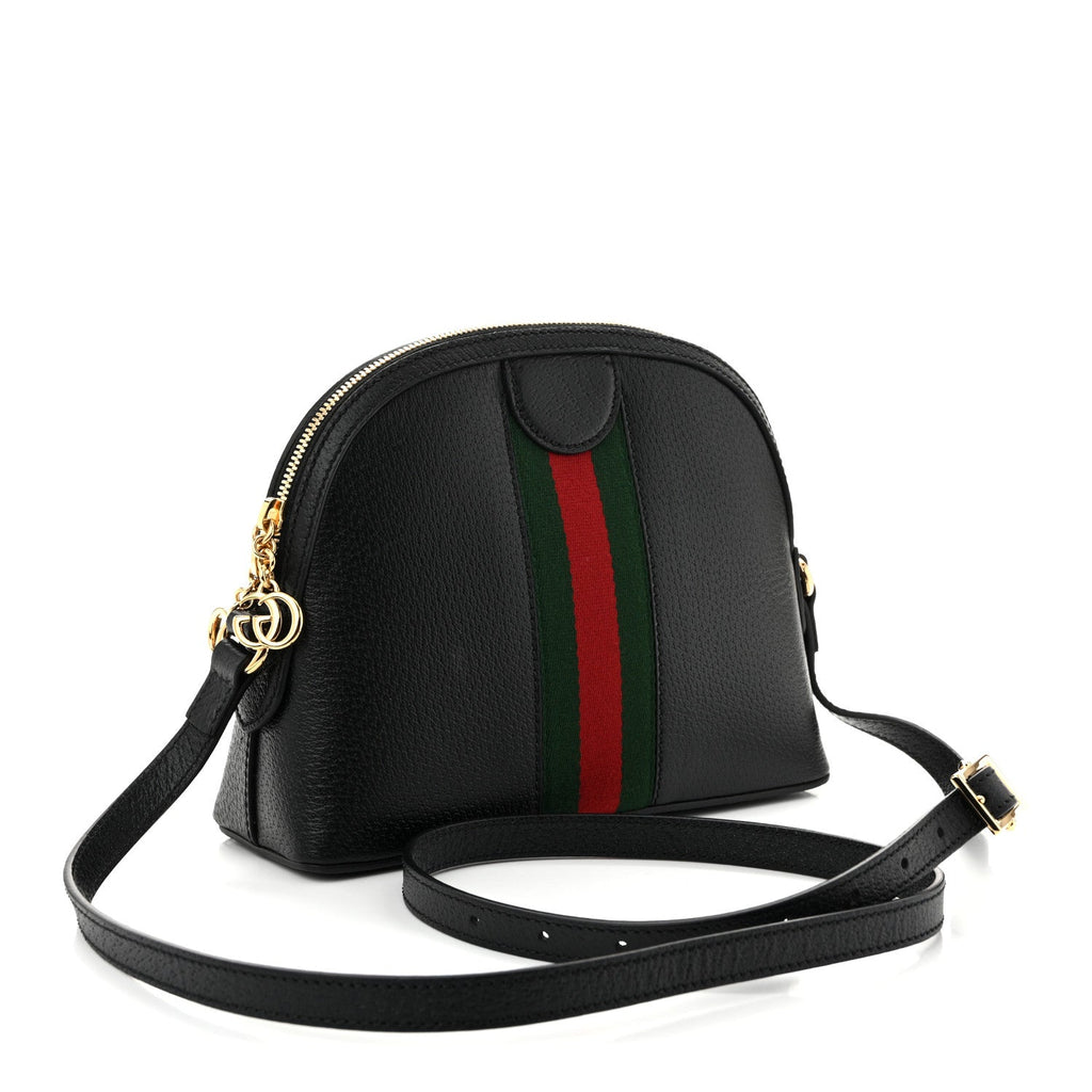 Calfskin GG Web Small Ophidia Dome Shoulder Bag Black