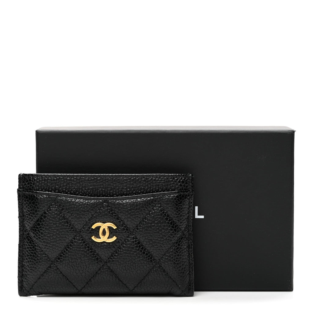 Caviar Quilted Card Holder Black