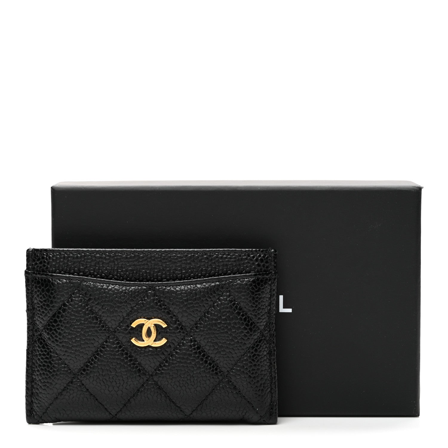 Caviar Quilted Card Holder Black