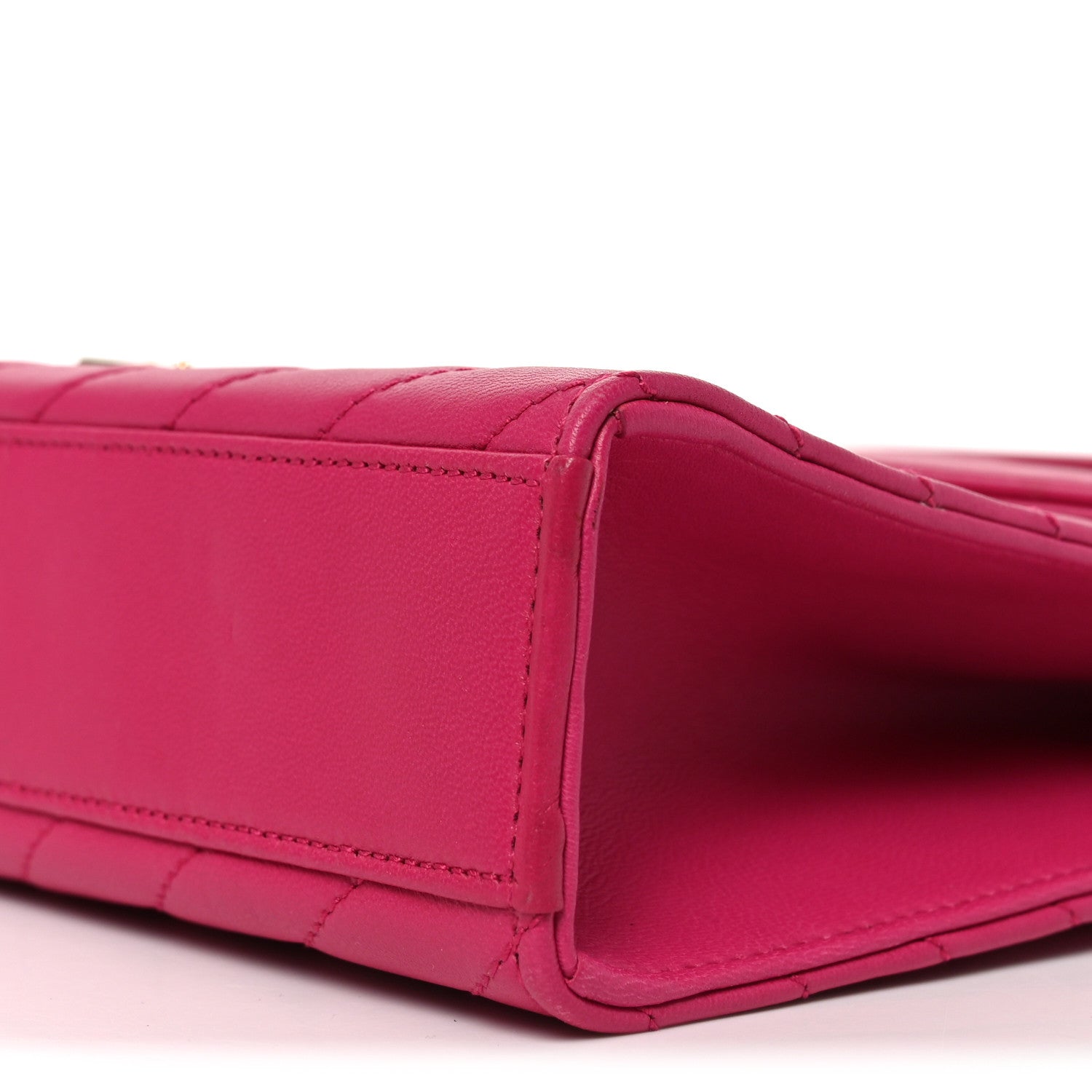 Lambskin Matelasse Medium Monogram Satchel Fuchsia