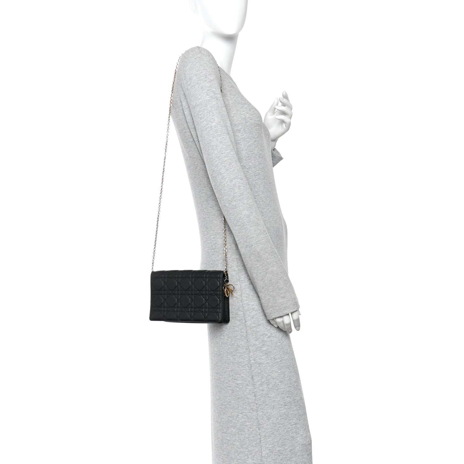 Lambskin Cannage Lady Dior Pouch Black