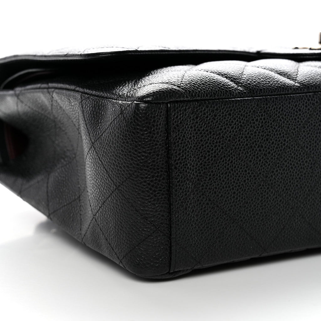 Caviar Quilted Maxi Double Flap Black