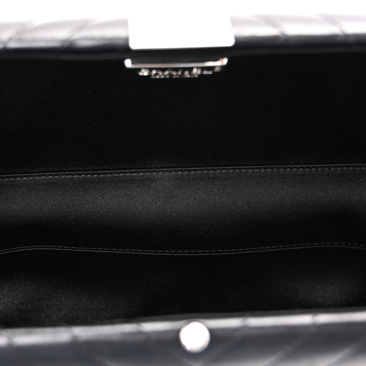 Lambskin Chevron Quilted CC Fringe Clutch Black