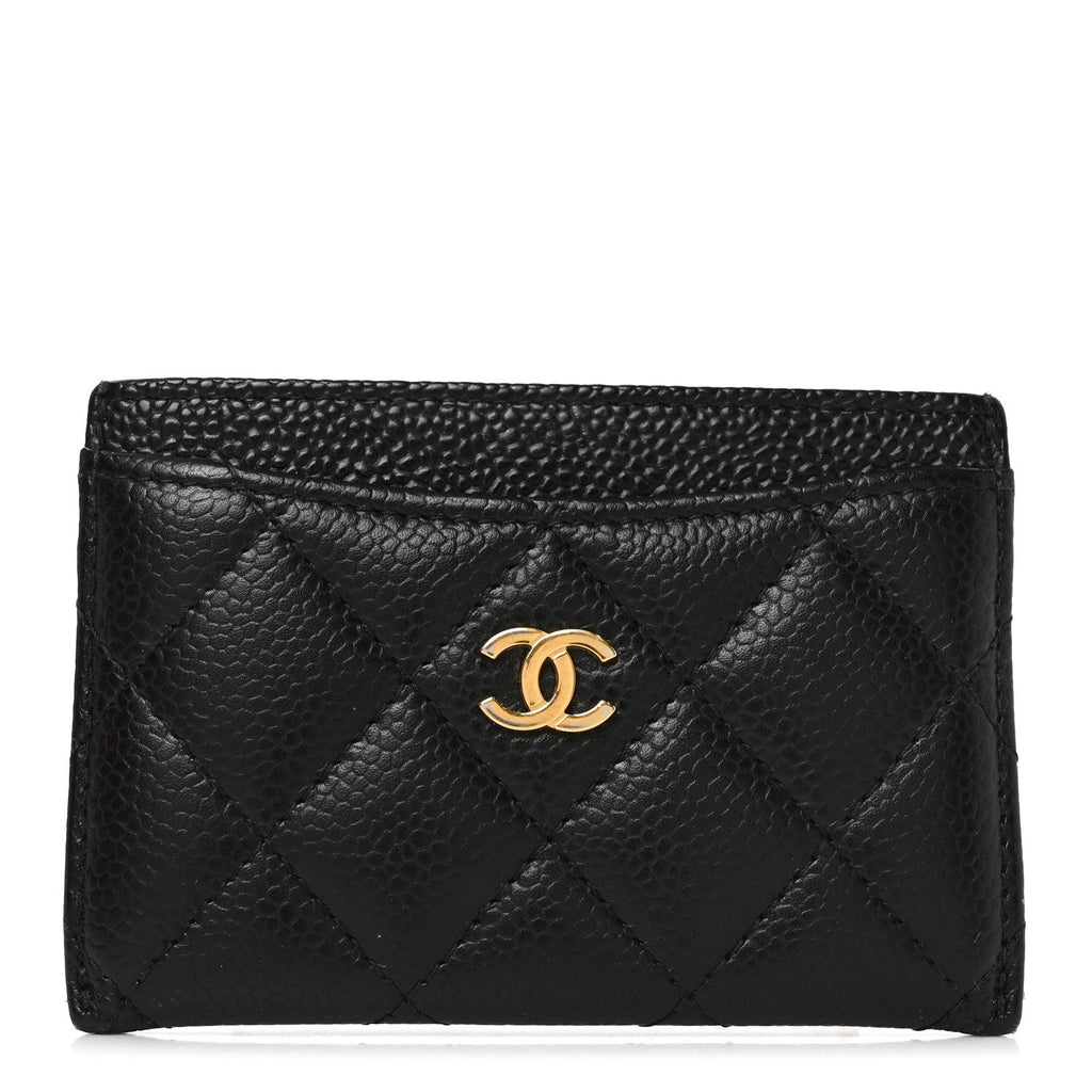 Caviar Quilted Card Holder Black