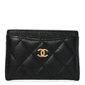 Caviar Quilted Card Holder Black