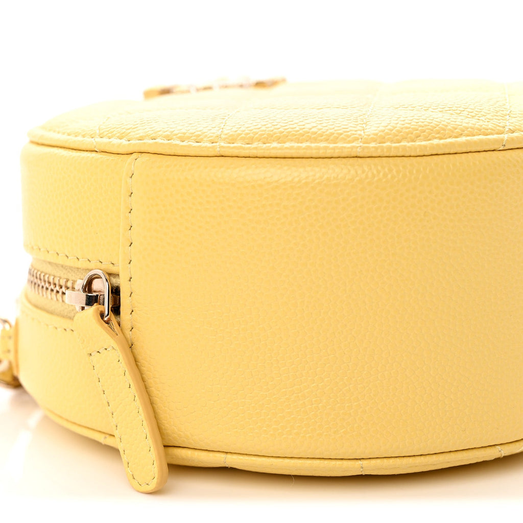 Caviar Quilted Gripoix CC Round Clutch With Chain Yellow