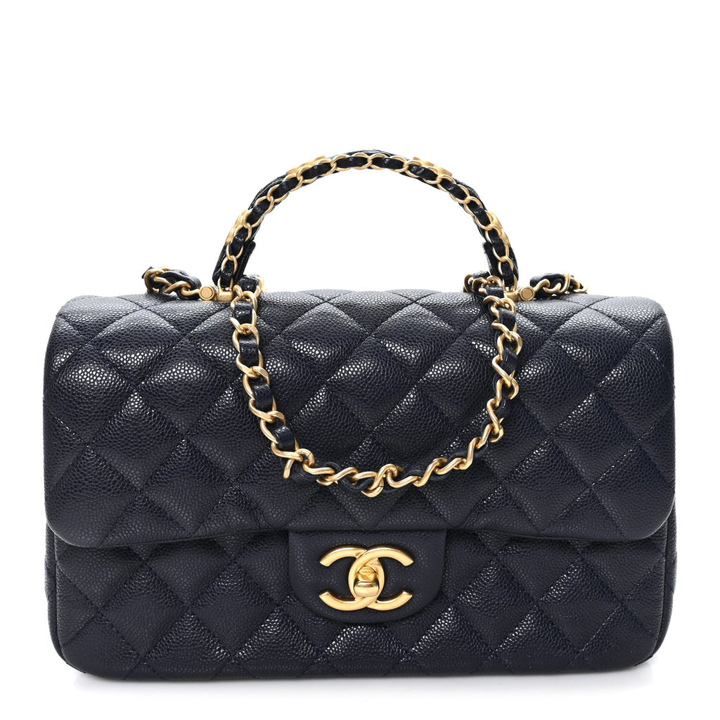 Caviar Quilted Small Handy CC Flap Navy