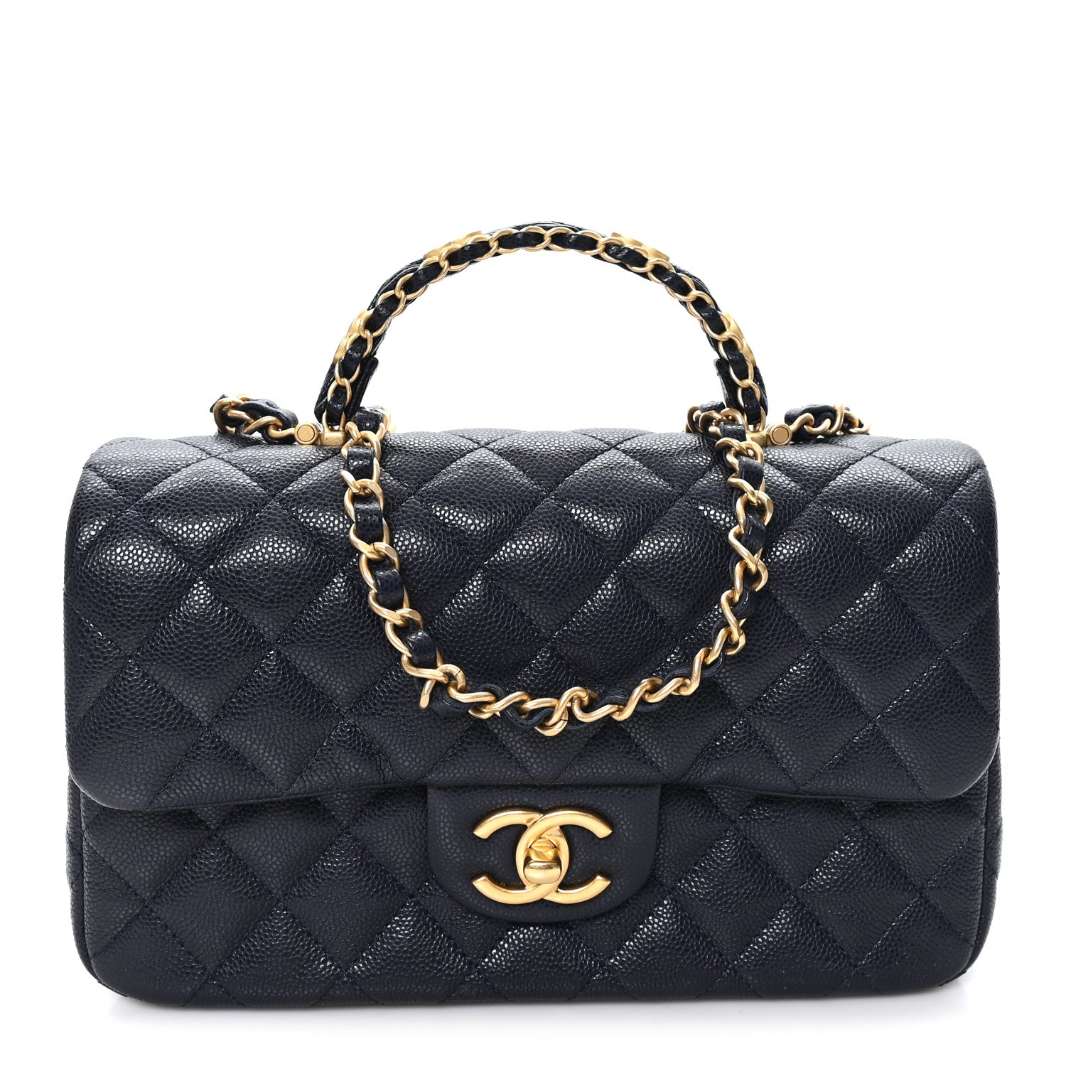 Caviar Quilted Small Handy CC Flap Navy