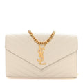 Grain De Poudre Matelasse Chevron Monogram Chain Wallet Crema Soft
