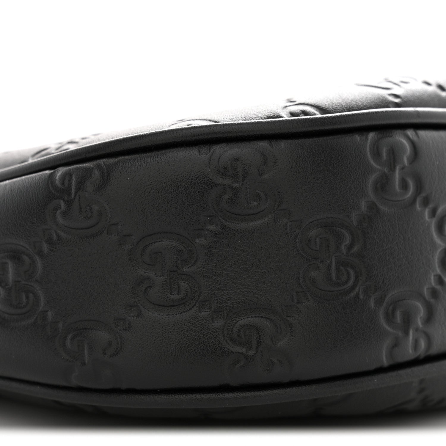 GG Grainy Calfskin Emblem Small Half Moon Shoulder Black