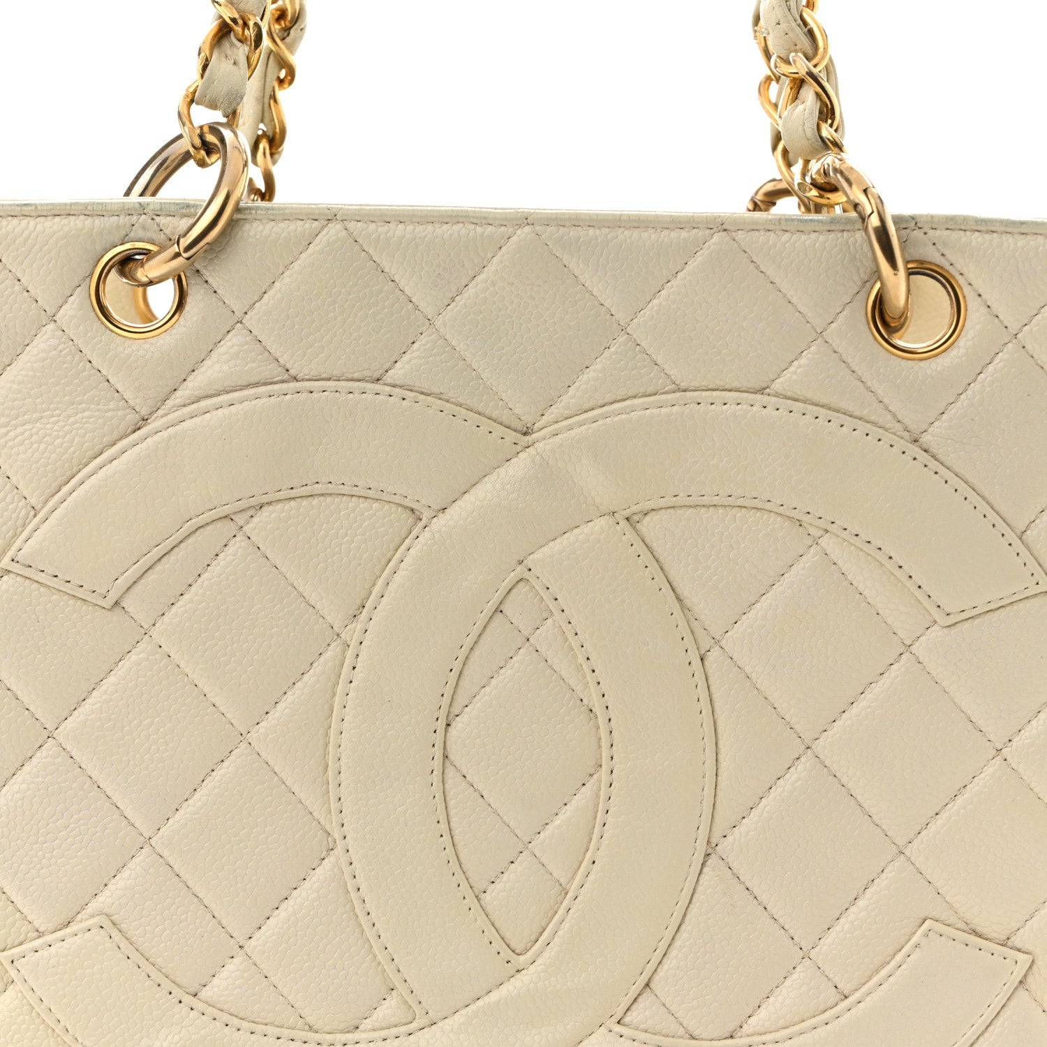 Caviar Quilted Timeless CC Shopping Tote White