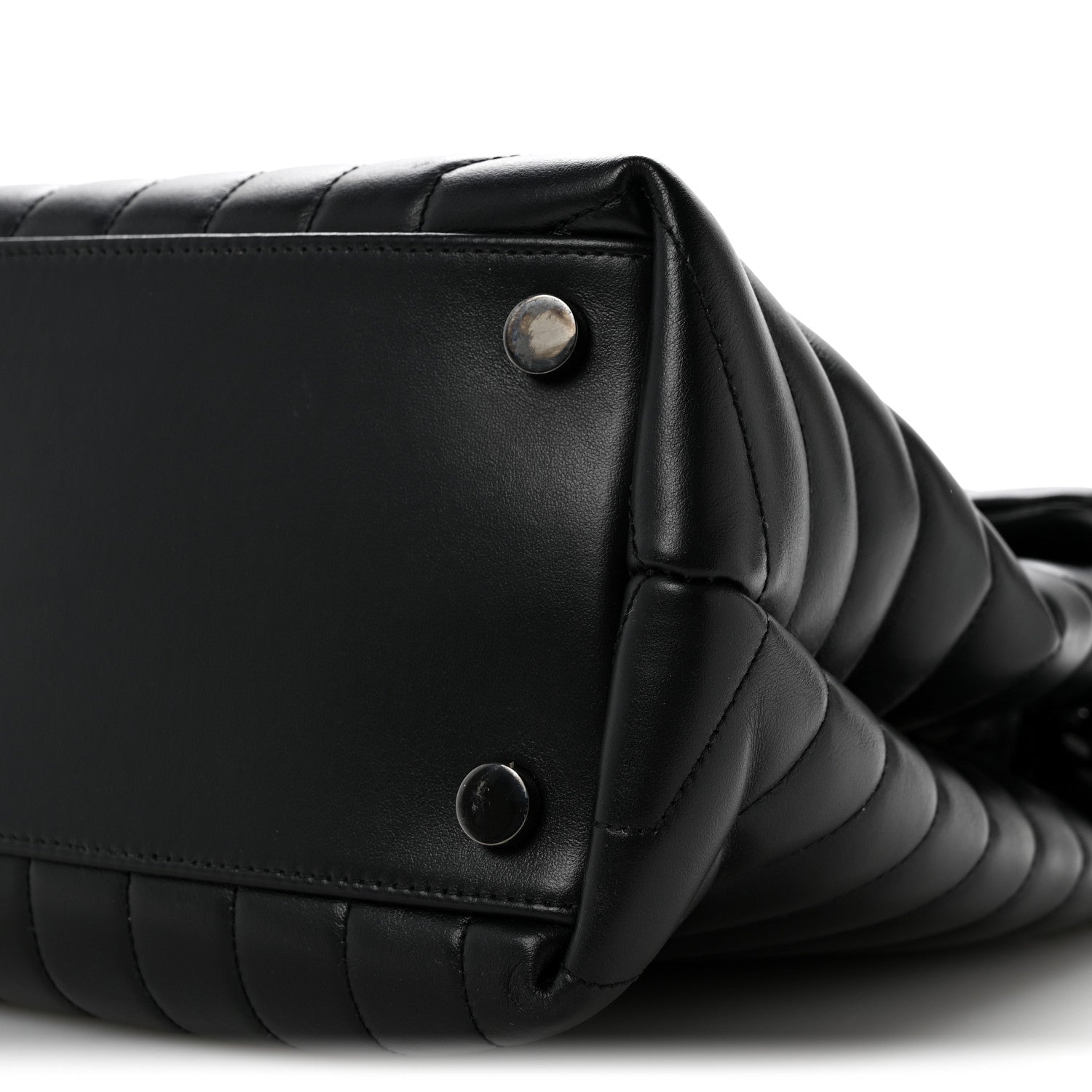 Calfskin Y Quilted Monogram Monochrome Large Loulou Chain Satchel Black