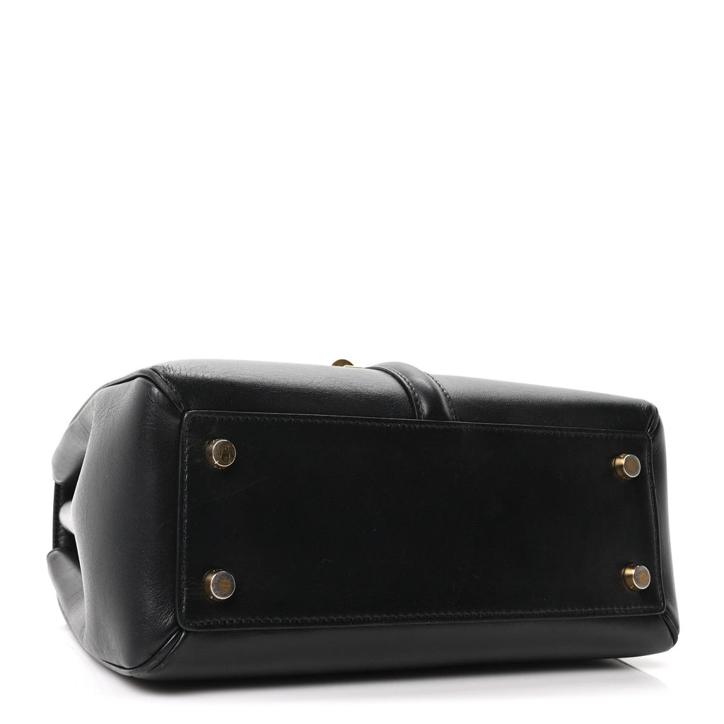 Satinated Calfskin Small 16 Top Handle Bag Black