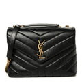 Calfskin Y Quilted Monogram Small Loulou Chain Satchel Black