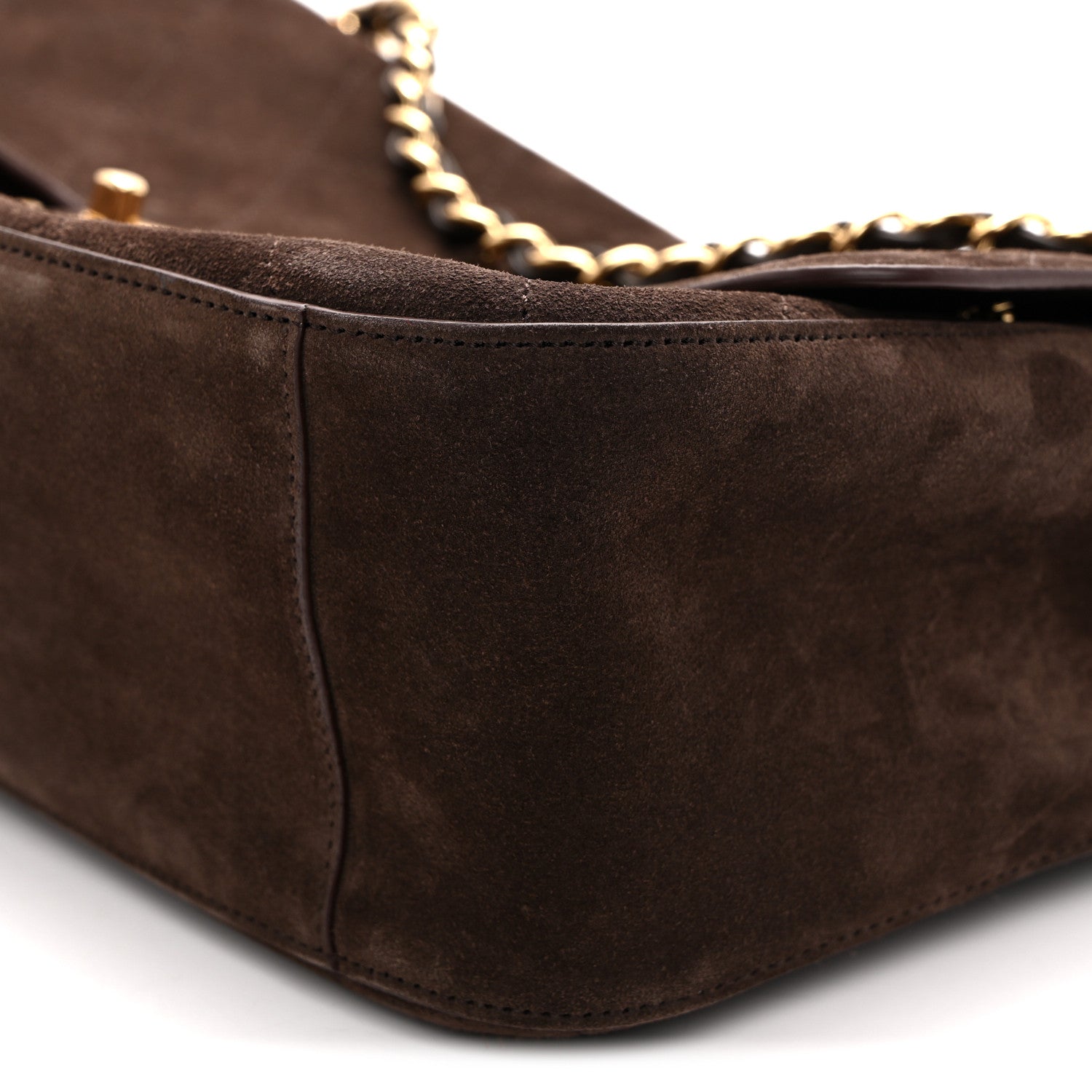 Suede Calfskin Small Souplissimo Maxi Flap Dark Brown