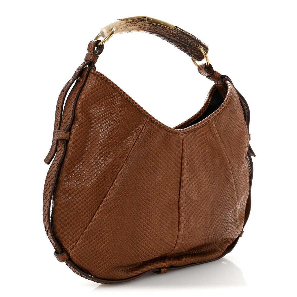 Snakeskin Buffalo Horn Mombasa Hobo Brown