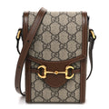 GG Supreme Monogram Mini Horsebit 1955 Crossbody Bag Beige Brown Sugar