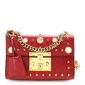 Calfskin Studded Small Padlock Shoulder Bag Hibiscus Red