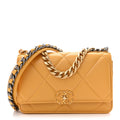 Lambskin Quilted Chanel 19 Wallet On Chain WOC Yellow