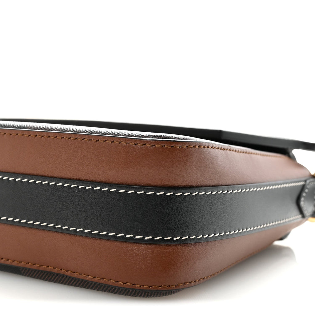 E-Canvas Check Calfskin Catherine Shoulder Bag Dark Birch Brown